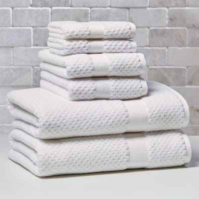  Soft Cotton Popcorn Textured 6 Piece Bath Towel Set,Arctic White