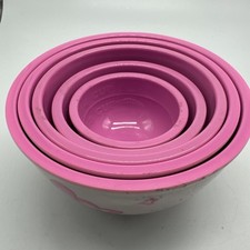 Pottery Barn Valentines Kids Set 5 Mixing/Measuring Bowls Pink Melamine Nest