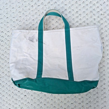Vtg LL Bean Boat and Tote Canvas Green Bag 80s USA Made Zip Top