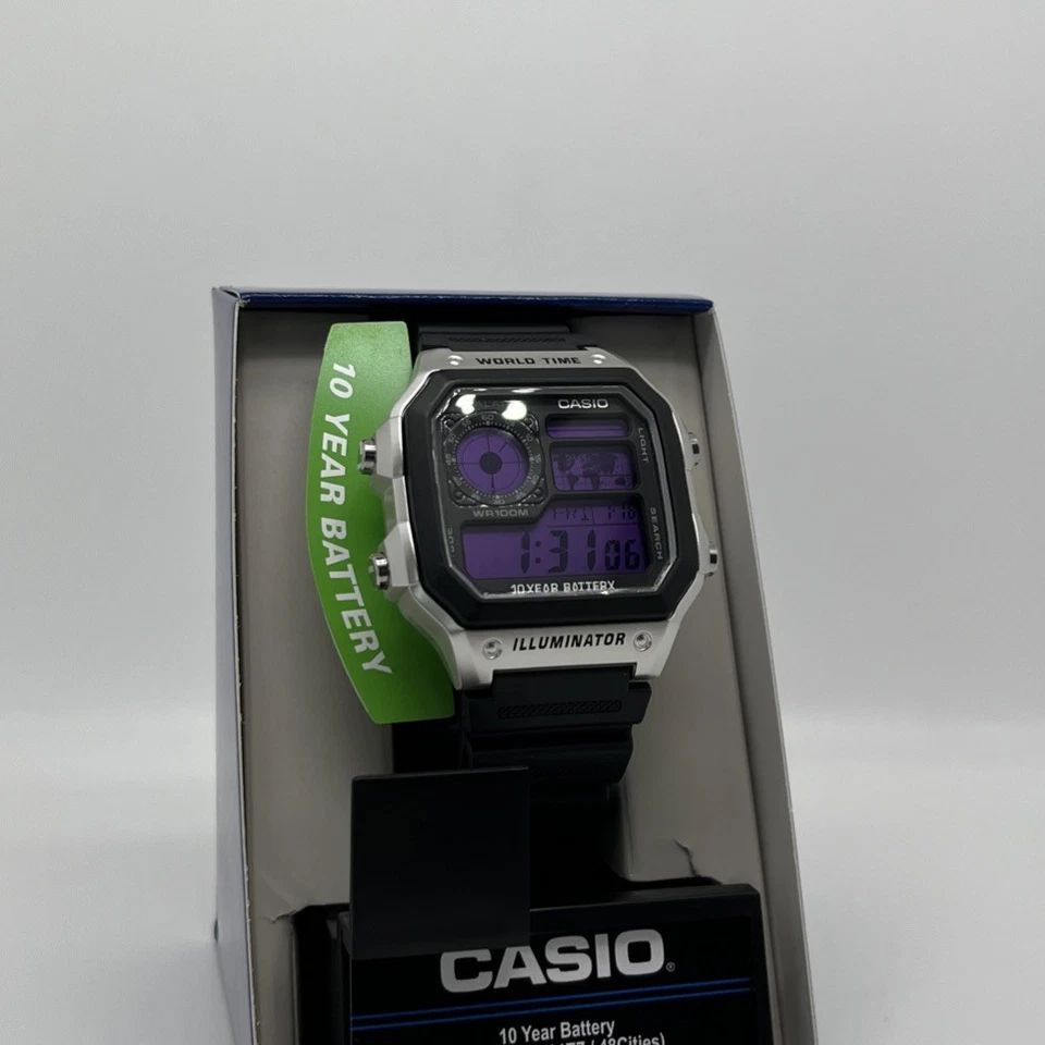 Reloj Casio Iluminador Batería 10 Años Hora Mundial 4 Alarmas 100m Resistente al Agua Foto 3 de 4
