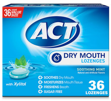 ACT Dry Mouth Lozenges with Xylitol, Soothing Mint, 36 Lozenges