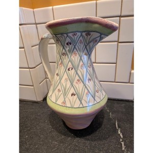 1999 Vintage MacKenzie-Childs Cramic Pitcher Bearded Iris Pattern