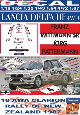 DECAL LANCIA DELTA HF 4WD F. WITTMANN R. OF NEW ZEALAND 1987 WINNER (01)