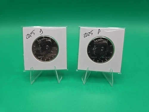 2025 P & D Kennedy Half Dollars BU in flips with plastic seal - Free Delivery