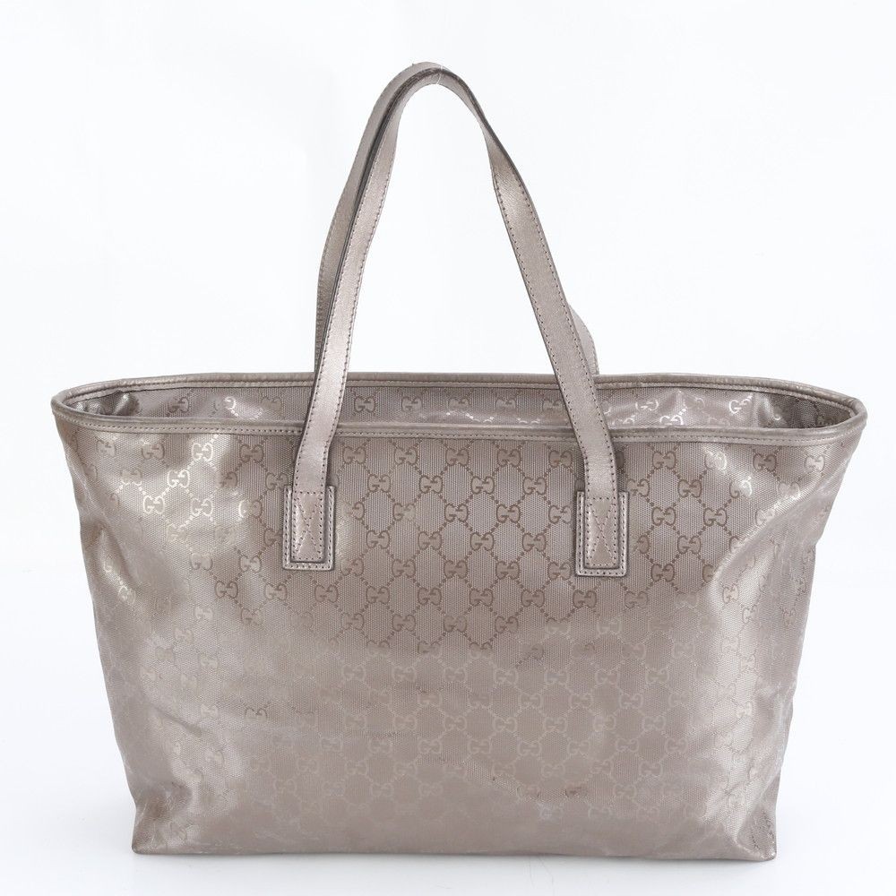 Gucci GG Implement Leather Tote Bag Purple Metallic A4 Shoulder Handbag Authent thumbnail 3