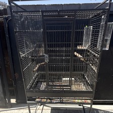 Large Black Metal Flight Bird Cage for Parrots with Perches  External Feeders