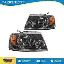 Fit For 2006 Lincoln Mark LT Headlights Halogen Amber Reflector Chrome LH+RH
