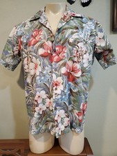 Hilo Hattie Hawaiian Floral Camp Shirt Mens Large Short Sleeve Button Cruise USA