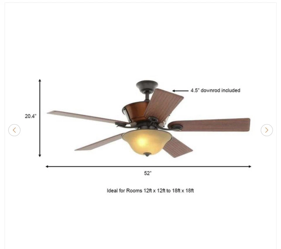Hampton Bay Radcliffe 52 in. Indoor/Outdoor Natural Iron Ceiling Fan - Image 3 of 3