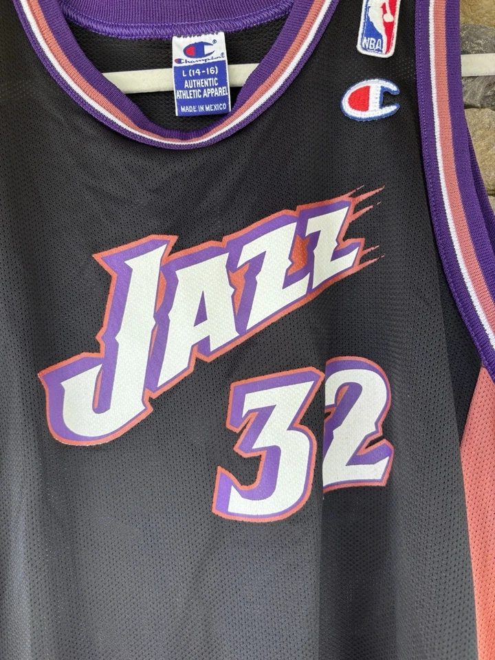 Camiseta deportiva de baloncesto vintage de los 90 campeón Utah Jazz Karl Malone talla juvenil L 14-16 Foto 3 de 4