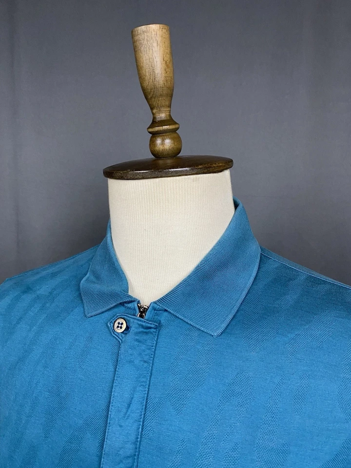 Suéter polo con cuello verde turquesa Versace Collection para hombre talla L - Imagen 4 de 4