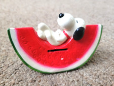 SNOOPY On Watermelon Coin Bank  Vintage Hand Painted