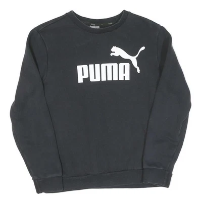PUMA Hommes Noir Coton Col Rond S Sweat Logo Imprimé Pull Décontracté - Photo 1/4