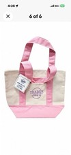 Trader Joe  s Pastel Mini Canvas Tote Bag   Pink 2026 Spring Limited Edition NWT