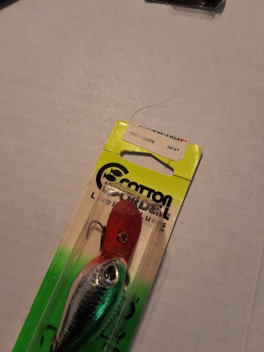 COTTON CORDELL WIGGLE O ESCA DA PESCA ARGENTO/GRN BCK RD LP NOS VINTAGE 2001 USA - Foto 5 di 6