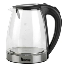 ZOKOP 1.8L Capacity 1500W Electric Kettle Glass Tea Kitchen Home Dorm Blue LED