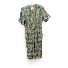 Women's retro Green and blue 80s funky dress by Lady Carol NY size 6