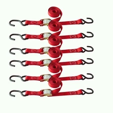 6 Pack 1"x6' Cam Buckle Tie-Down Straps w/S Hook Heavy Duty Strap for Motorcycle