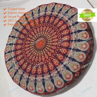 Kissen Rundbezug Handgefertigt Indisch Ausgefallen Kissen Mandala Bezug