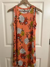 NWT Loft Coral Summer Flowy Colorful Floral Knee Length Shift Dress Size XXSP