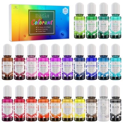 24 Color Epoxy Pigment - Crystal Transparent Dye for DIY Resin Art, Jewelry M...