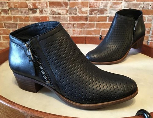 Lucky Brand Black Perforated Leather Brielley Ankle Boot Bootie Sale | eBay