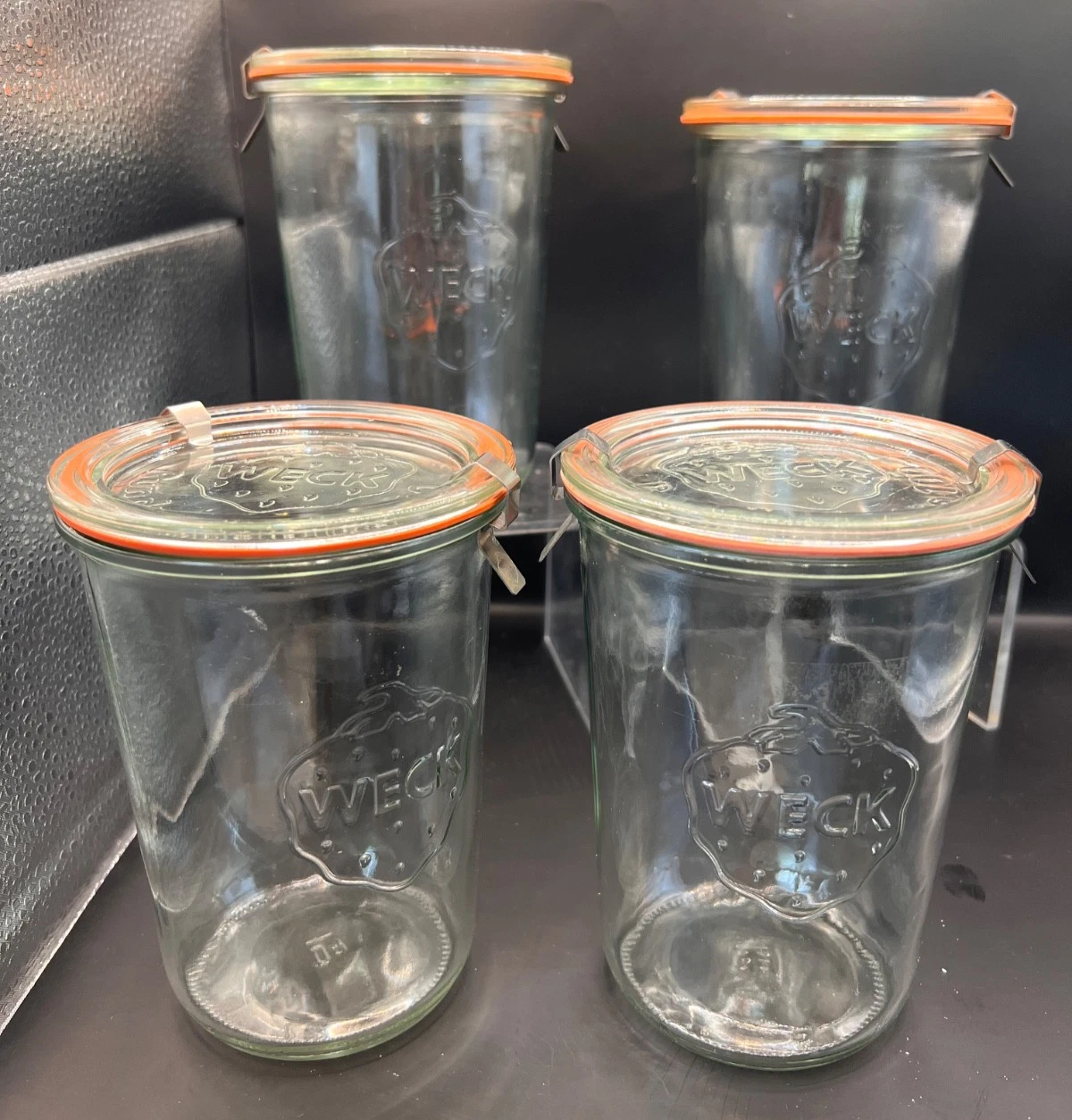 WECK 943 MOLD JARS EUC .75 Liter 28.7 FL Oz 5.75" x 3.875" Lot of 4