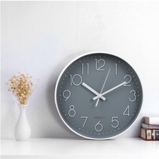 Round Wall Clock Simple Bedroom Kitchen Home Clocks Quartz Silent Sweep Movement
