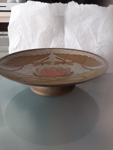 Vintage kleines Geschirr aus Messing signiert A Dellaux. Made in India, Libelle Thema 19,5 cm - Bild 2 von 10