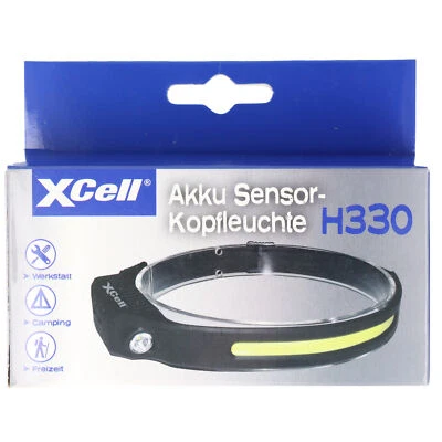 XCELL Stirnleuchte H330 Sensor-Kopfleuchte mit integriertem Akku, zwei Lichtquellen, 5