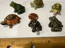 1993 Set 6 VTG Mini Frog Turtle Land & Sea Collectables Figurine Miniature Lot 2