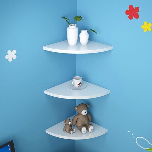 3 PCS/Set Bookcase Shelves Floating Wall Mount Corner Shelf Composite Board