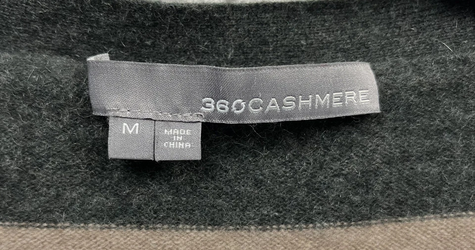 Cárdigan Suéter 360 Cachemira 100% Cachemira Botón Frontal Gris Tostado Rayas Mediano Foto 3 de 4