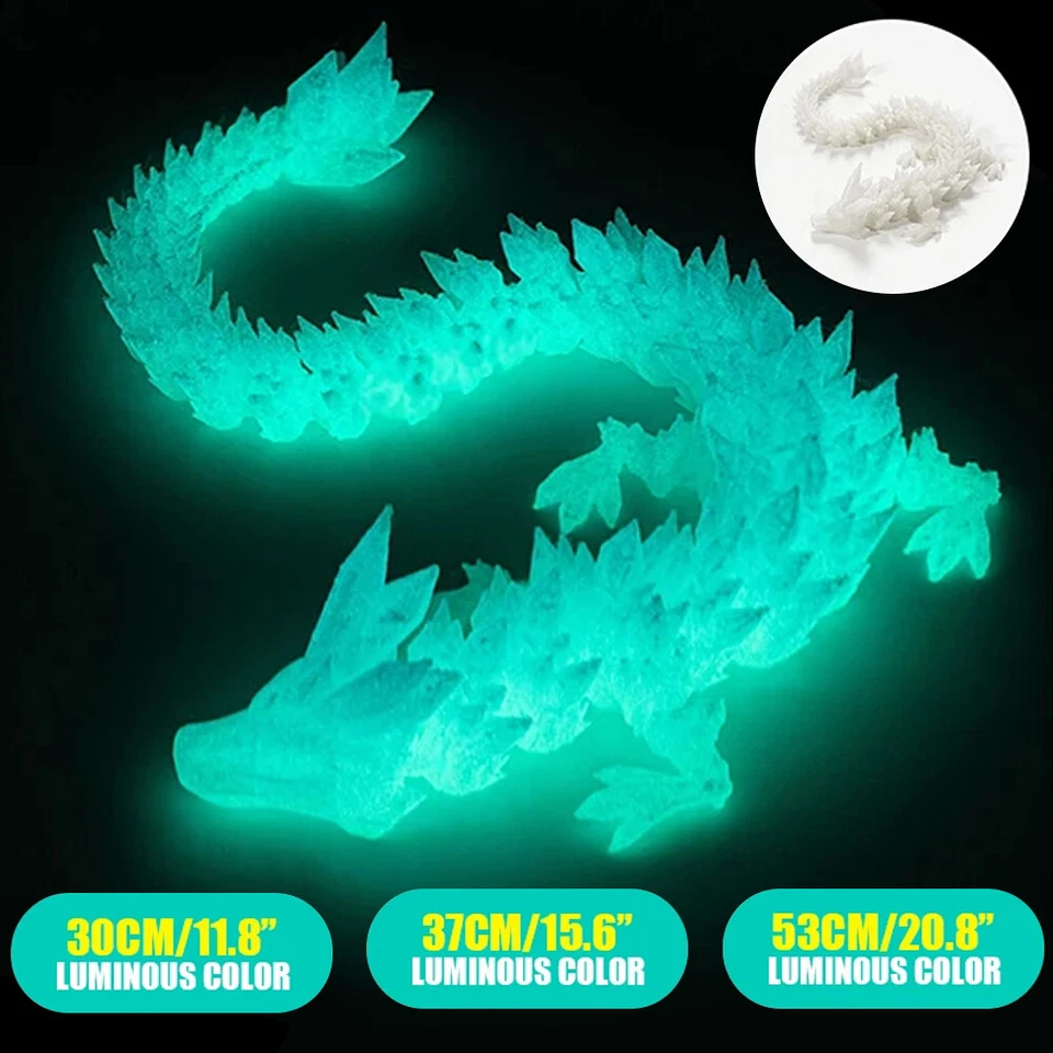 Dragão impresso em 3D cristal luminoso dragão inquietação brinquedos dragão articulado presentes - Imagem 2 de 4
