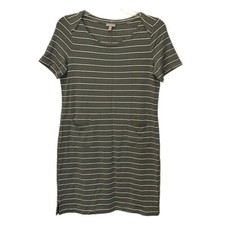 T By Talbots T Shirt Jersey Green Striped Dress Size Medium Petite NEW With Tags