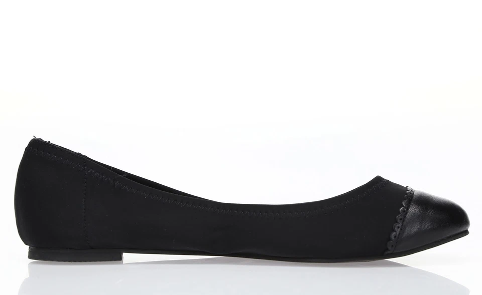 Zapatos planos de ballet Jack Rogers para mujer de cuero negro con puntera sin cordones talla 6 M Foto 4 de 4