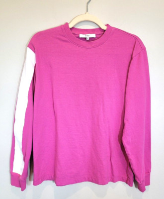 Tibi Pink Long Sleeved Size XS Striped Sleeve Tee Shirt Top