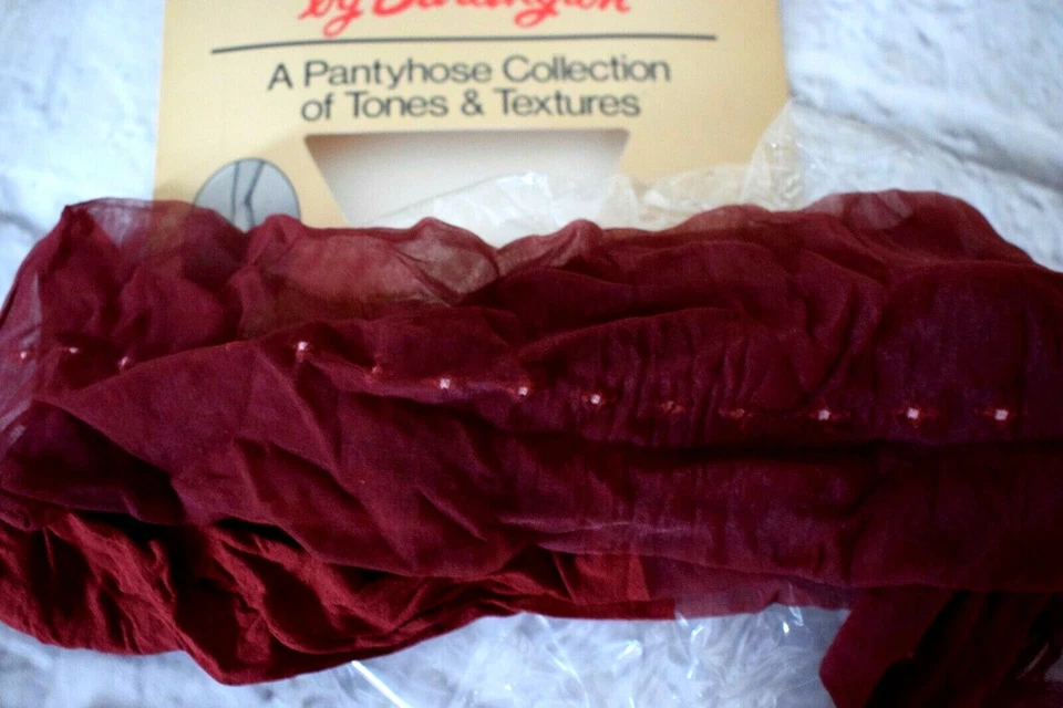 Lot of 4 Pairs of Vintage Pantyhose Size Small Sandalfoot Black Burgundy Sand   - Image 3 of 4