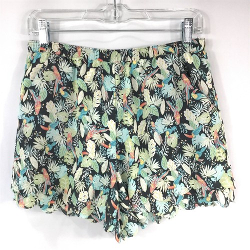 LC LAUREN CONRAD Sz S Scallop Parrot Tropical Shorts Pockets High-Rise Festival - Picture 2 of 8