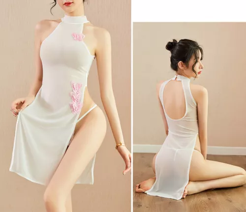 Sexy Women Lingerie Nightwear Exotic Cosplay Cheongsam Chinese High Slit - Picture 20 of 38