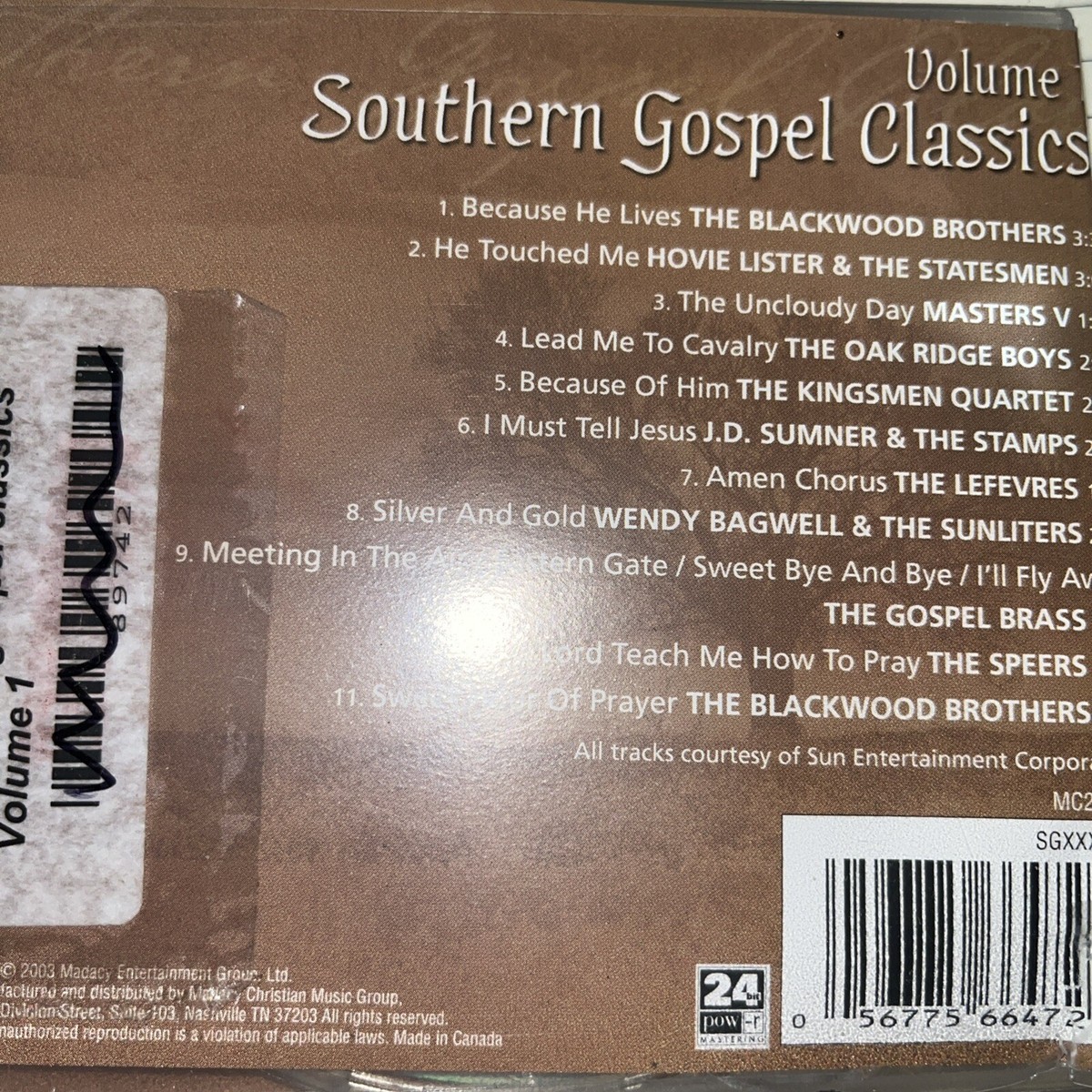 Southern Gospel Classics Volume 1 Gospel Music Compilation CD | eBay