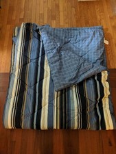 Tan/Blue Striped Queen Comforter