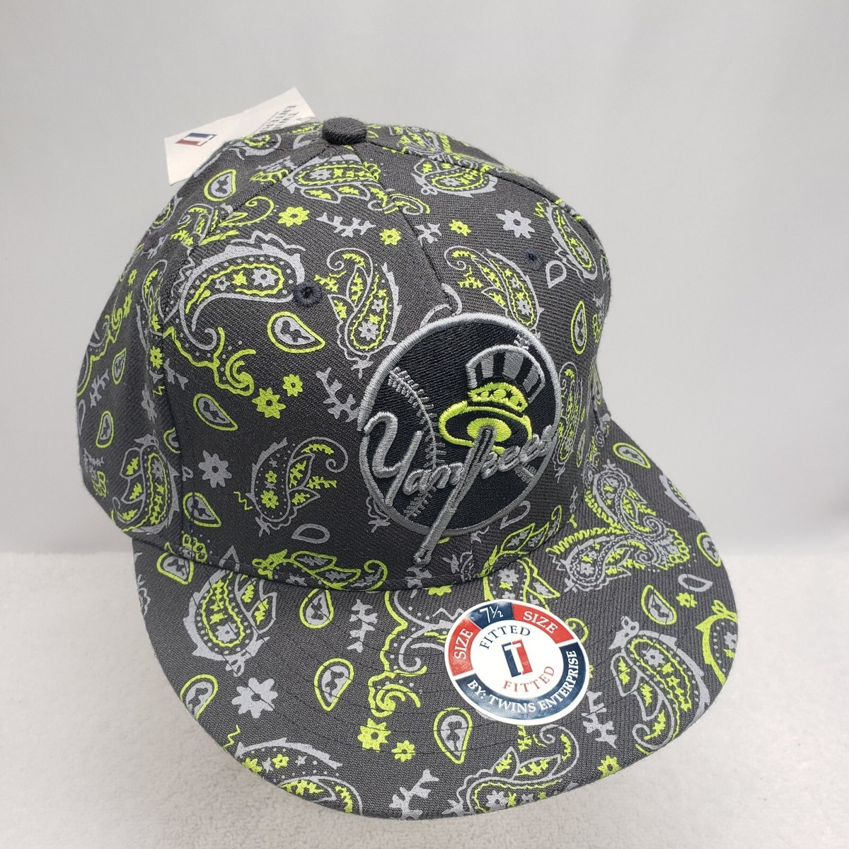 New York Yankees MLB Twins ALT COOP BANDANA Grey-Lime Fitted Hat