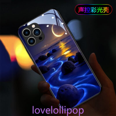 Sound Activated Beach LED Light up Phone Case Cover for iPhone 16 15 14 Pro Max