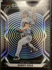 2021 Panini Chronicles Obsidian Gerrit Cole #30 Electric Etch Carolina Blue NYY