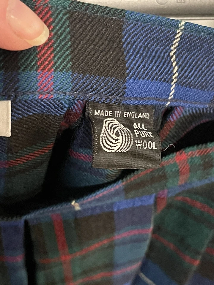 Falda a Cuadros de Lana Charter Club De Colección Talla 8 Verde Azul Navidad Inglaterra Foto 3 de 4