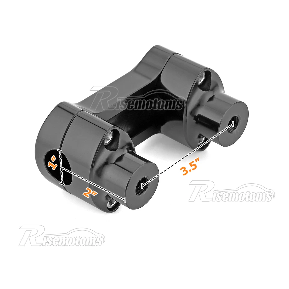 Abrazadera de manillar elevadora negra de 2" de 1" para Harley Softail Street Bob Road King FLHR Foto 2 de 4