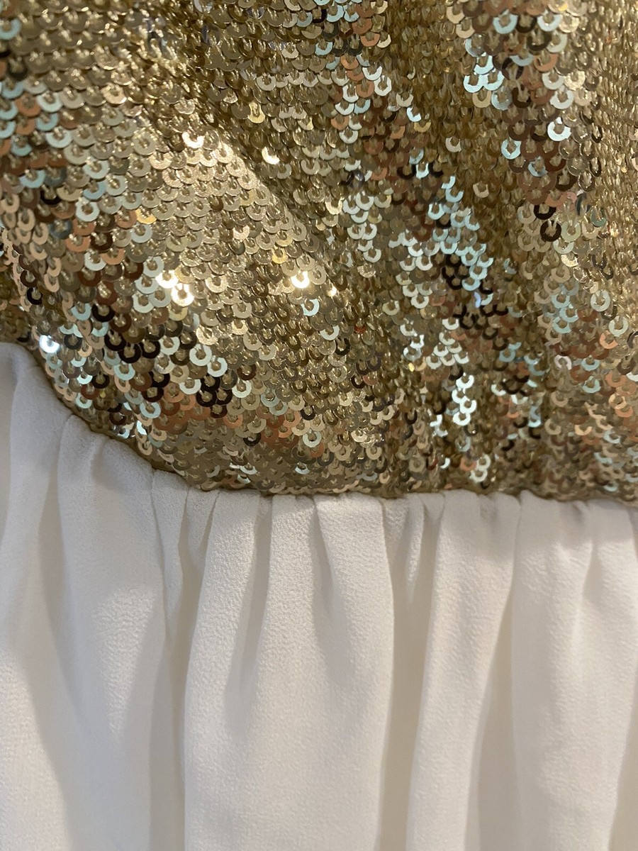 topshop gold sequin dress Topshop DISC SEQUIN GOLD MIDI SHEATH DRESS sz 2