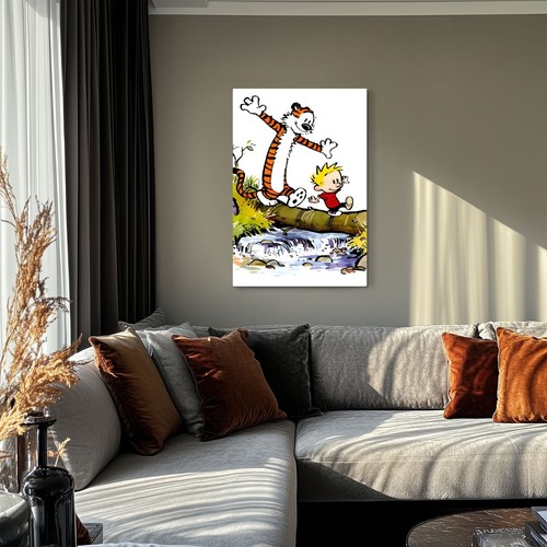 Calvin und Hobbes gerahmter Leinwand-Wandbilddruck - Kinder Cartoon Bill Watterson - Bild 6 von 9