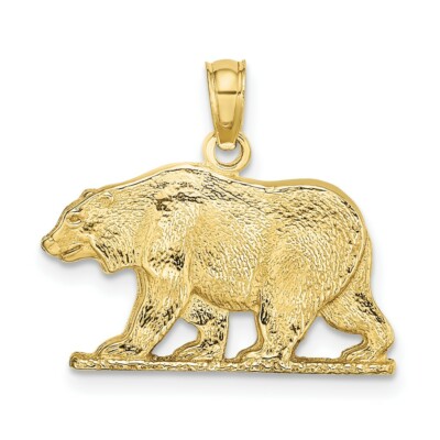 Echter 10kt Gelbgold strukturierter Bär Charm